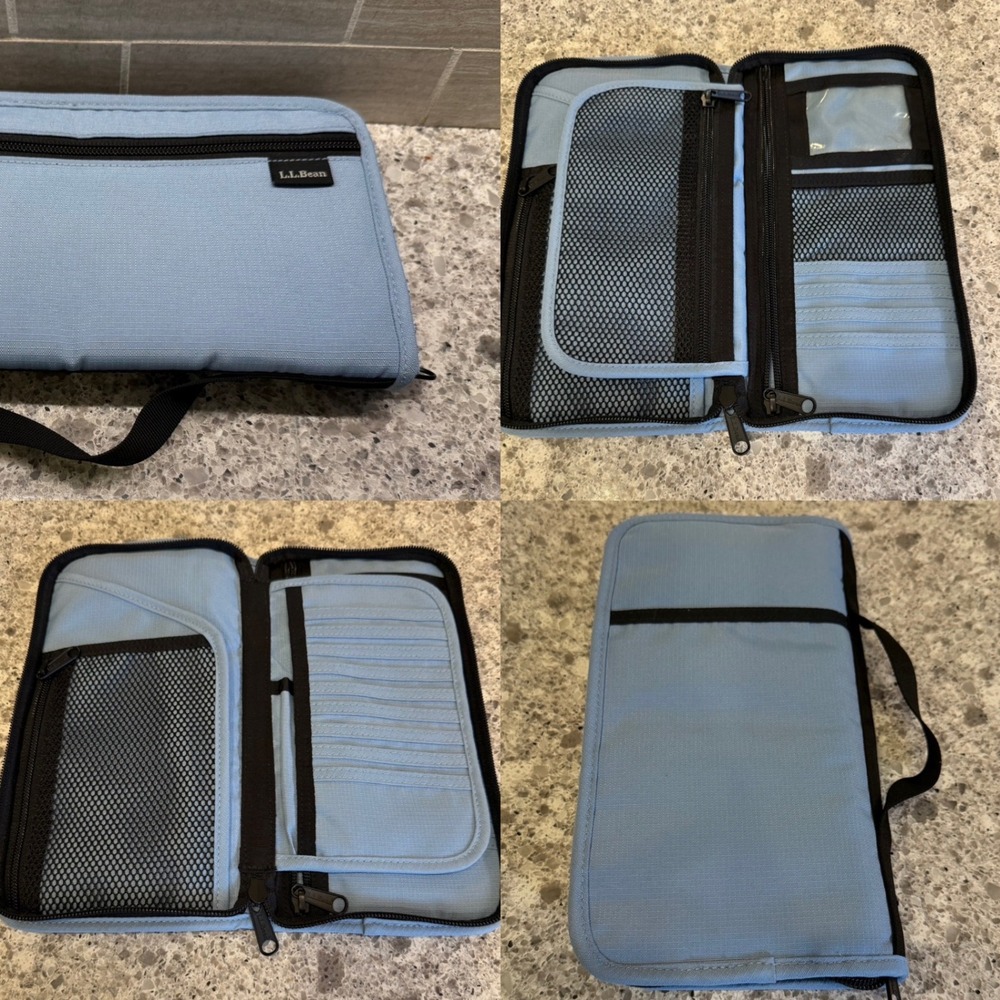 L.L.Bean‎ Lt. Blue Organizer/Planner/Wallet/Document Holder w/Card Slots&Pockets